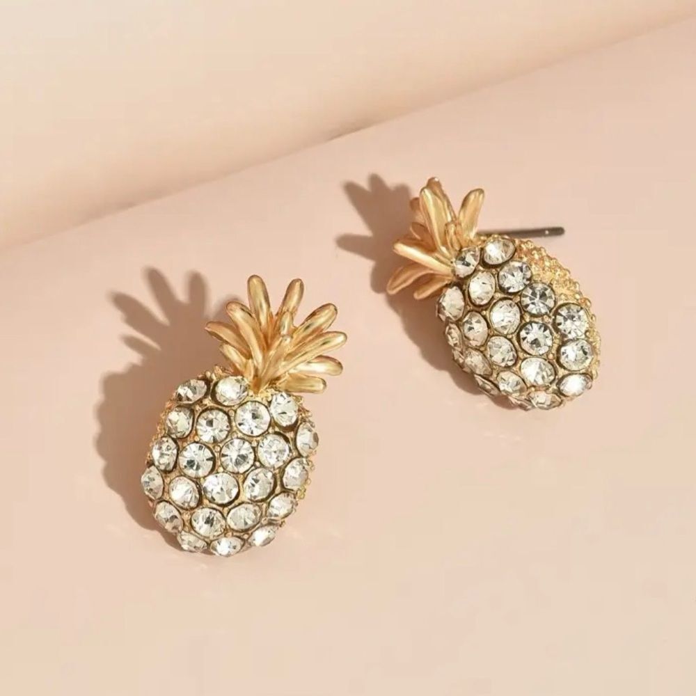 Pineapple Rhinestone Earrings - Picture 1 of 2